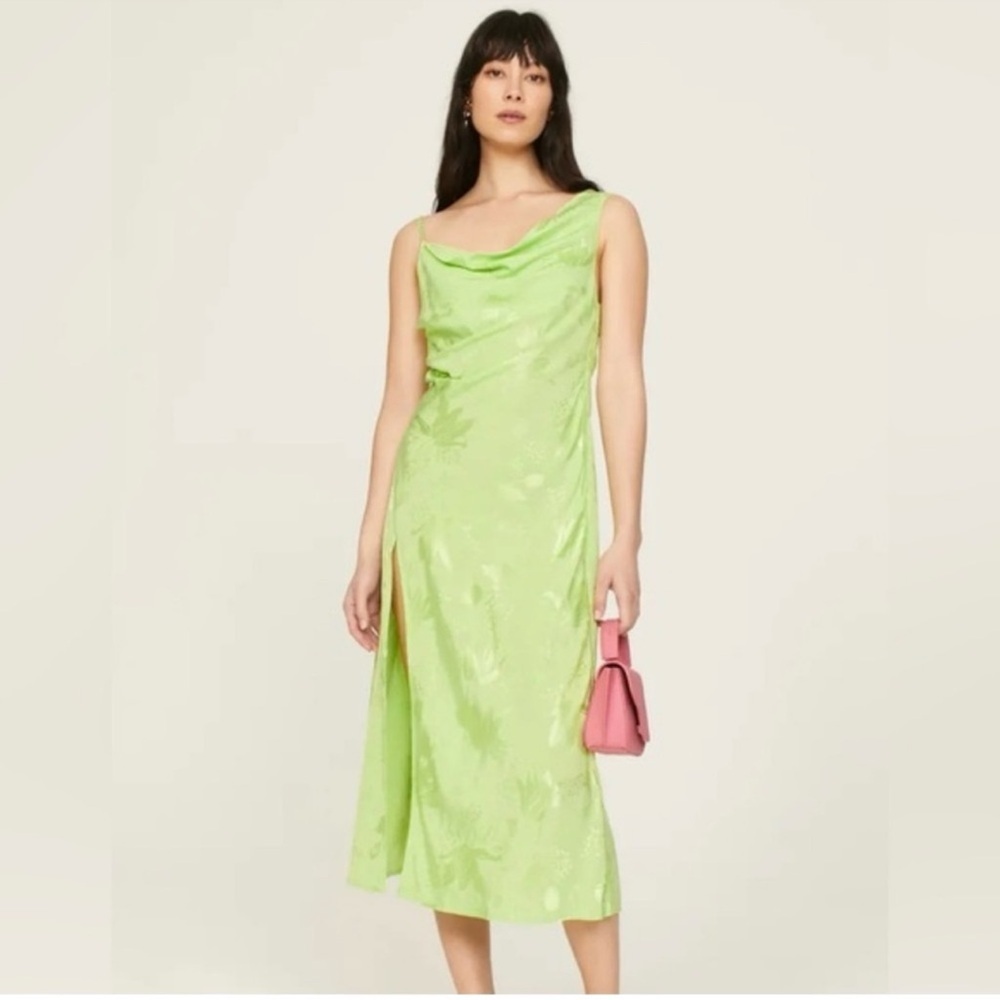 Nwt $239 For Love & Lemons Llana Satin Midi Dress Size Large L